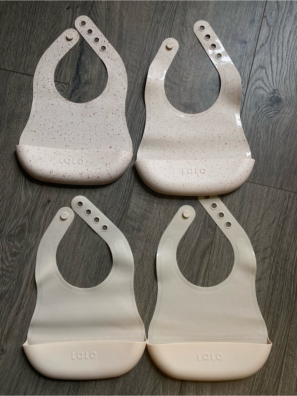 Lalo Silicone Baby Bibs - Pink (Set of 4)
